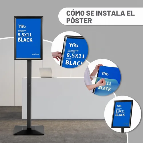 Vista 2 de YIYO Soporte para Carteles Soporte para Póster, pedestal ajustable resistente Soporte de Señalización Soporte de Piso, marco de aluminio de pie