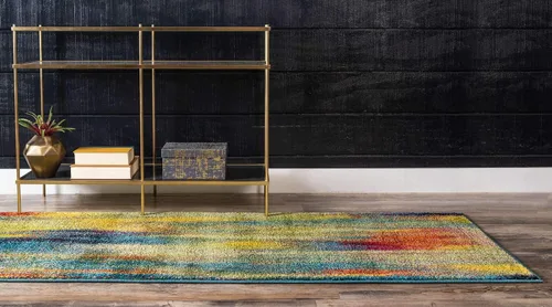 Vista 4 de Unique Loom colección Lyon - Alfombra abstracta y moderna, Polipropileno, Azul (multi/blue)