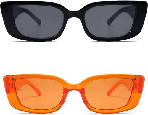 Vista 31 de Allarallvr Lentes de sol rectangulares para mujer, estilo retro de los años 90, Y2K, clásicos, vintage, cuadrados, AR82037