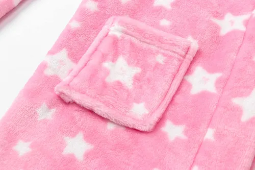 Vista 3 de Bata de baño de forro polar con capucha para niñas, suave y mullida, para regalos, de 2 a 12 años
