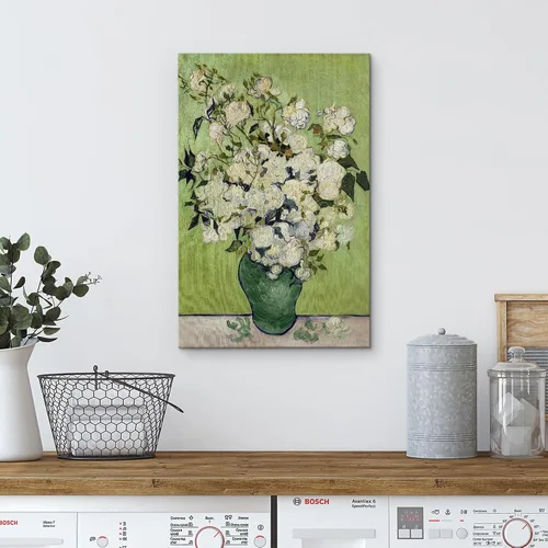 Vista 4 de Lienzo decorativo para pared, diseño de Van Gogh 32. Lirios y rosas