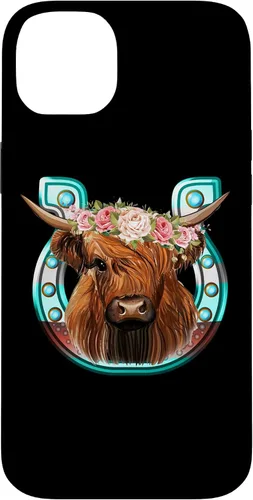 Vista 15 de Floral Highland Cow Heifer Horseshoe Western Country Case for iPhone 16