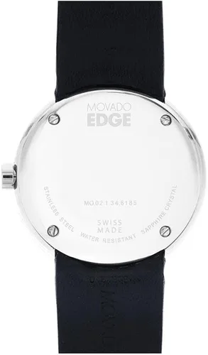 Vista 3 de Movado Edge plata Dial correa de cuero reloj de los hombres 3680001
