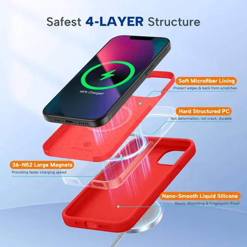 Vista 3 de Miracase - Funda diseñada para iPhone 13 con protector de pantalla de vidrio templado y forro de microfibra suave antiarañazos, funda de silicona