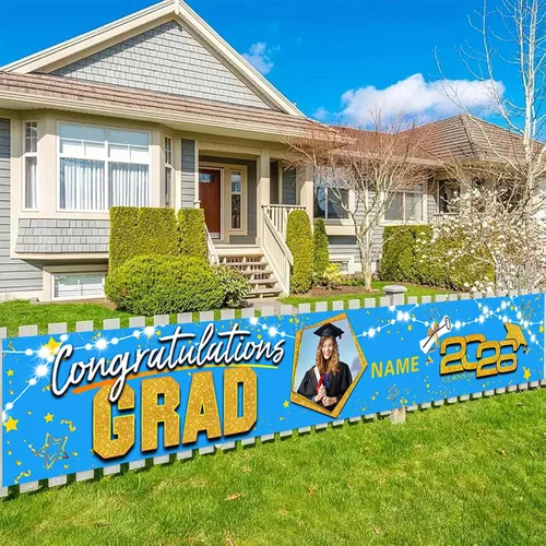 Vista 32 de Decoraciones personalizadas para fiestas de graduación 2026 – Cartel de felicitación de graduación grande – Cartel de fondo de graduación