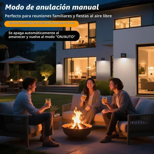 Vista 7 de Lámpara solar de pared para exteriores, paquete de 2 luces para porche, sensor de movimiento, lámpara de pared del atardecer al amanecer