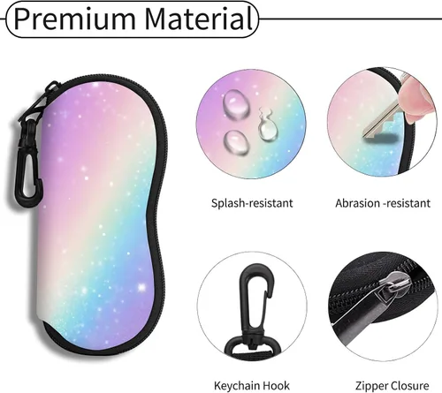 Vista 3 de Hion Sunglasses Case Ultra Light Neoprene Zipper Eyeglass Soft Case with Belt Clip