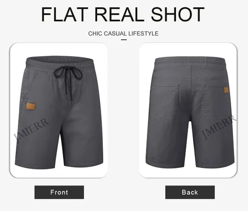 Vista 5 de JMIERR - Pantalones cortos informales para hombre, pantalones cortos de golf, pantalones chinos con cordón, de tela de sarga elástica, para verano