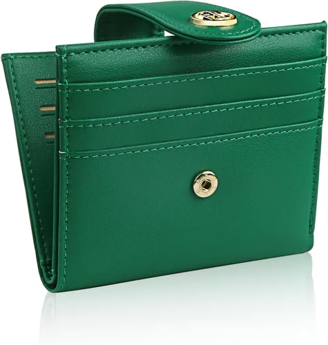 Vista 16 de FUNTOR - Carteras pequeñas para mujer, soporte delgado y plegable para tarjetas de crédito con bolsillo para monedas con cremallera, A: Negro