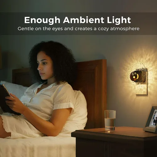 Vista 7 de L LOHAS LED - Luz nocturna de concha, luces nocturnas enchufables en la pared, luces nocturnas regulables enchufables con sensor de luz, 0-100LM
