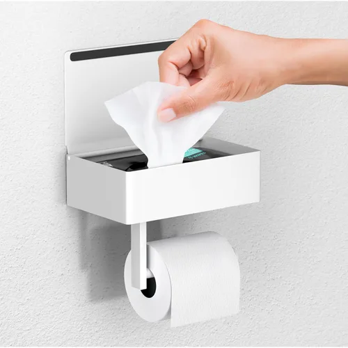 Vista 14 de Day Moon™ Soporte de papel higiénico de níquel cepillado - Soporte de rollo moderno para montaje en pared para baño