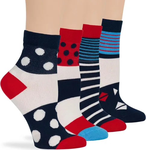 Vista 35 de 7BIGSTARS KINGDOM Women's Cotton Quarter Non-Binding Diabetic Fashion Socks-L-M-4 Pack-Multicolor