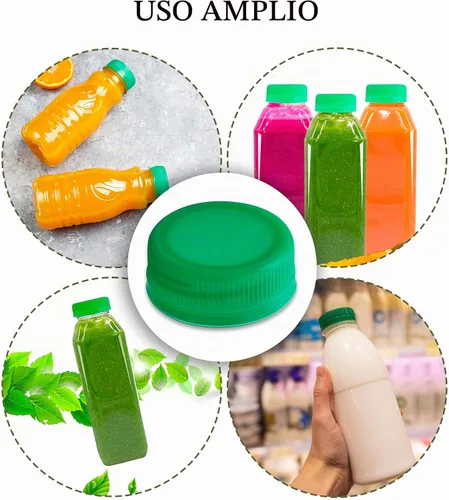 Vista 5 de Paquete de 100 tapas verdes para botellas de 1.5 pulgadas, a prueba de manipulaciones, tapas de plástico de repuesto para botellas de agua y leche