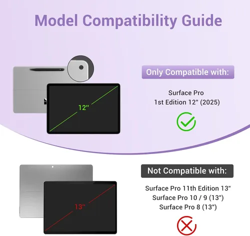 Vista 2 de CoBak Funda para Microsoft Surface Pro de 12" (2025), Premium Business Cover con soporte multiángulo, soporte para lápiz capacitivo integrado