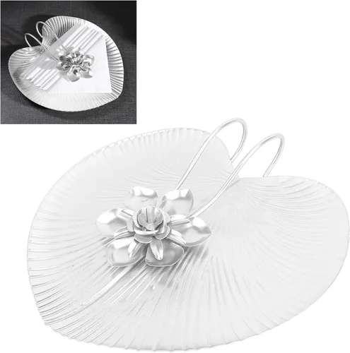 Vista 5 de Qiilu Weighted Arm Napkin Holder for Table Iron Leaf Shaped Modern Decorative Flat Napkin Dispenser with Nordic Style for Kitchen Restaurant Wedding