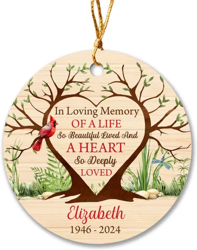 Vista 25 de Adorno de Navidad conmemorativo personalizado para mascotas, perros y gatos, A Piece of My Heart is at Rainbow Bridge, adorno de Navidad con nombre