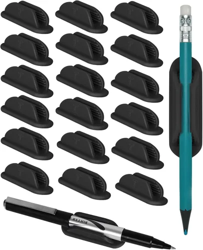 Vista 8 de Tiizze Juego de 10 portalápices adhesivos para escritorio - Soporte de silicona para bolígrafos con 15 piezas de almohadillas adhesivas mejoradas