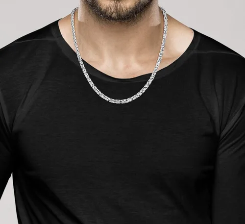 Vista 3 de Miabella Collar de cadena de eslabones bizantinos redondos de plata de ley 925 italiana de 0177in para mujeres y hombres hecho a mano en Italia