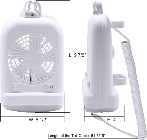 Vista 8 de Facon Combo de luz de ventilador de 12 V CC para caravana emergente, interruptor independiente, cable extensible de 2 velocidades con enchufe macho