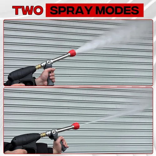 Vista 2 de Boquilla ajustable para lavadora a presión de largo alcance para revestimiento de 2 pisos 2 Mode Shooter Tip, 12" Stainless Steel Lance, 1/4