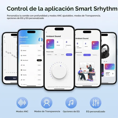 Vista 6 de Srhythm NiceComfort 15 (2.ª generación) Auriculares inalámbricos híbridos con cancelación de ruido, Bluetooth 6.0, con baja latencia, audio
