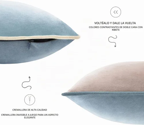 Vista 4 de MONDAY MOOSE - Juego de 4 fundas de cojín decorativas de terciopelo suave, diseño moderno de doble cara; mezcla y combina, rellenos de almohada
