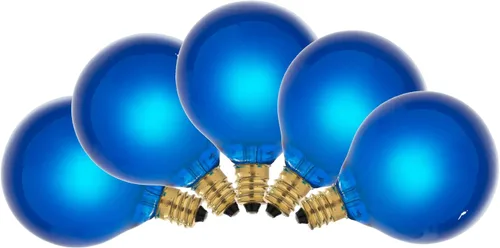 Vista 4 de Vickerman 15 luces G50 azul satinado en cable verde, 10 pies de cadena de luz navideña
