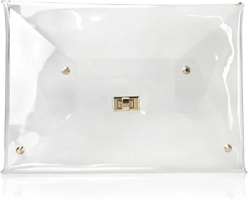 Vista 7 de HOXIS Bolso cruzado de PVC transparente de gran tamaño con cadena dorada para mujer