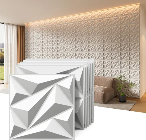 Vista 12 de INMOZATA Paneles de pared 3D para decoración de pared interior, paquete de 33 paneles decorativos de pared de 12 x 12 pulgadas con diamantes, panel