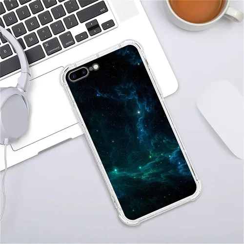 Vista 6 de CARLOCA Funda compatible con iPhone 7 Plus para niña, transparente con increíble diseño de nebulosa espacial, diseño de plástico a prueba de golpes
