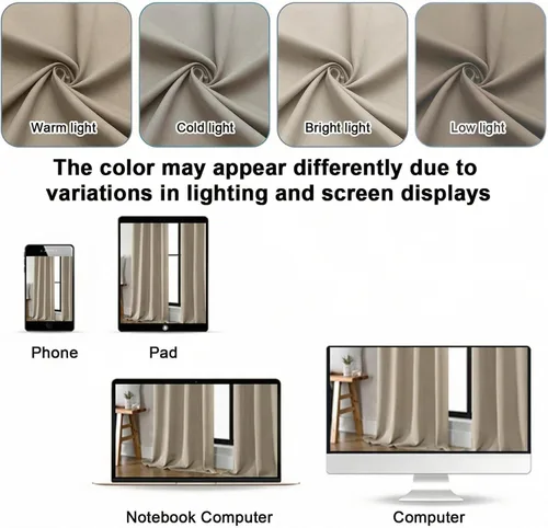 Vista 4 de Gwine Cortinas opacas para dormitorio, 54 pulgadas de largo, paneles de cortina de ventana con aislamiento térmico y reducción de ruido, cortinas