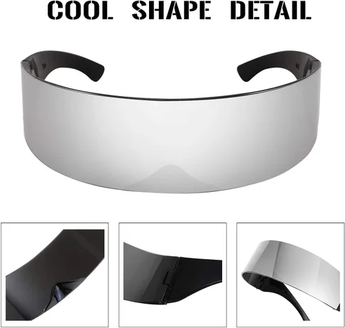Vista 5 de FEISEDY Gafas de sol con visera cibernética futurista de los años 80 para hombres y mujeres, estilo punk, Cosplay B2740