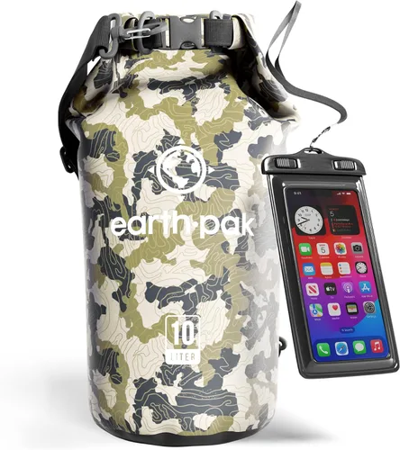 Vista 25 de Earth Pak Bolsa Seca Impermeable - Mochila Impermeable de Cierre Enrollable Superior Mantiene el Equipo Seco para Kayak con Funda Impermeable