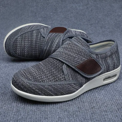 Vista 5 de W&LESVAGO Zapatos anchos ajustables para hombre con edema diabético con plantilla de espuma viscoelástica, amortiguación de aire, zapatos ligeros
