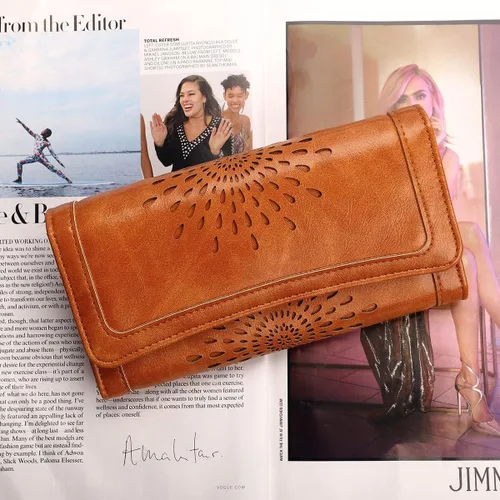 Vista 2 de Aphison - Cartera larga de cuero suave RFID para mujer con caja de regalo