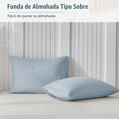 Vista 6 de Lekesky Juego de Funda de Edredón Tamaño King, Funda de Edredón Azul Brumoso, 3 Piezas de Microfibra Ultra Suave Funda de Consolador con Cremallera