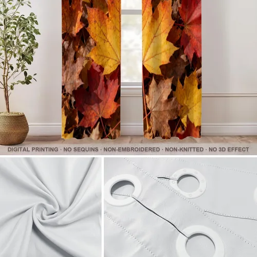 Vista 181 de Shrahala Orange Autumn Autumn Blackout Curtain Tiers, Fall Kitchen Valance Light Blocking Tier Drapes with Rod Pocket, 2 Pack 26 X 24 in