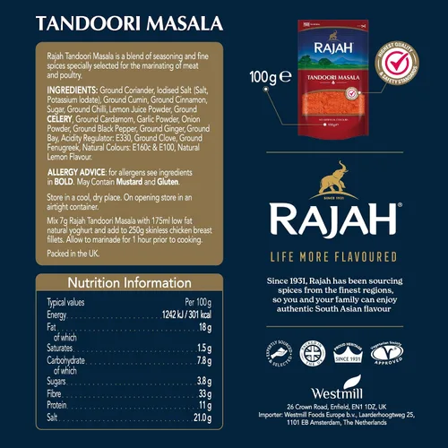 Vista 2 de Rajah Tandoori Masala 100 Gm en bolsa