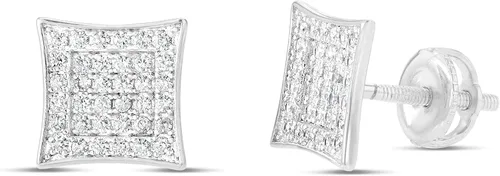 Vista 5 de Aretes de diamantes de laboratorio de oro de 14 quilates sobre plata para hombre con rosca trasera, aretes para hombre, aretes para hombre, aretes
