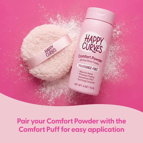 Vista 7 de HAPPY CURVES Comfort Powder: desodorante en polvo antirozaduras sin talco para el cuerpo y los pies para controlar las rozaduras internas del muslo
