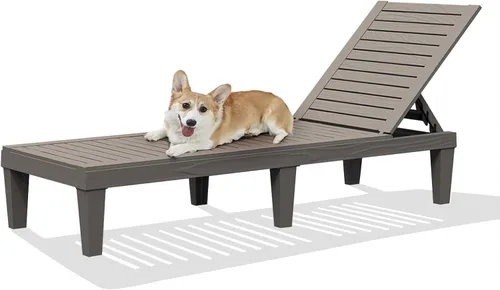 Vista 8 de DIMAR GARDEN Tumbona al aire libre, silla de piscina de resina impermeable reclinable, caramelo