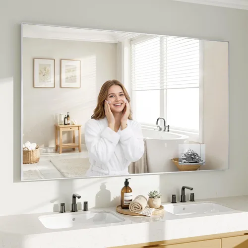 Vista 28 de Koonmi Espejo de pared rectangular negro, espejo de baño de 20 x 30 pulgadas, espejo de tocador con marco de aluminio para entrada, sala de estar