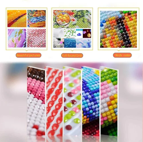 Vista 6 de Paquete de 2 pinturas artísticas de diamantes 5D para bricolaje, lindos animales, de 12 x 16 pulgadas, para adultos principiantes. Bordado redondo