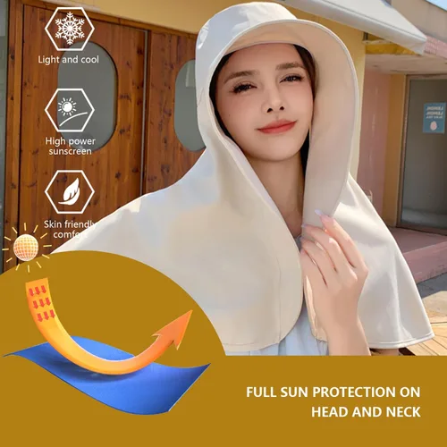 Vista 4 de Sombrero de sol para mujer, sombrero de sol de ala ancha con solapa para el cuello, sombreros de pesca con protección UV, sombrero de sol para mujer