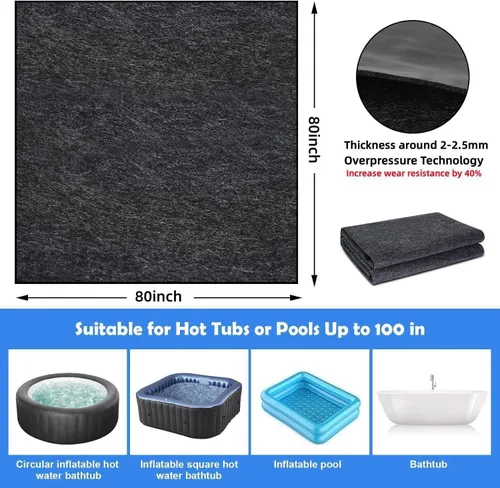 Vista 7 de Tapete para Bañera de Hidromasaje de 80 * 80 Pulgadas, Almohadilla Inflable Extra Grande para Bañera de Hidromasaje para Exterior e