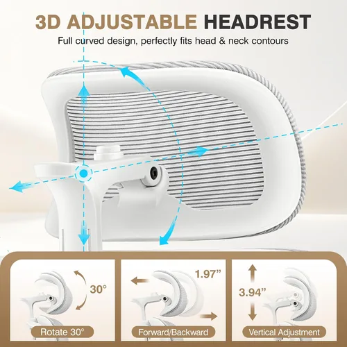 Vista 4 de Silla ergonómica de escritorio de oficina, silla de oficina de malla transpirable con soporte lumbar, sillas de escritorio para computadora, cómodas