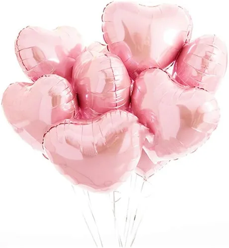 Vista 6 de 10 globos de papel de aluminio con forma de corazón de oro rosa, globos de helio, decoraciones de fiesta de cumpleaños, globos de boda para niños