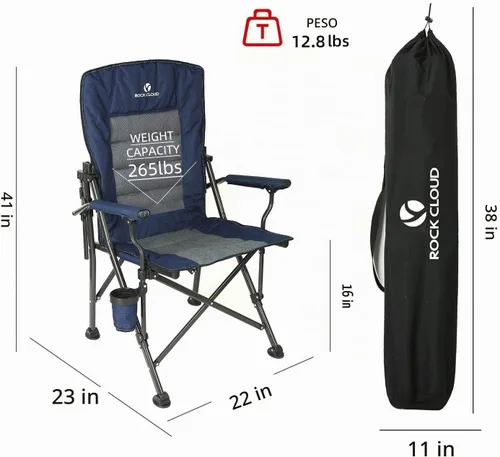 Vista 2 de ROCK CLOUD Silla plegable para acampar, sillas de campamento con soporte