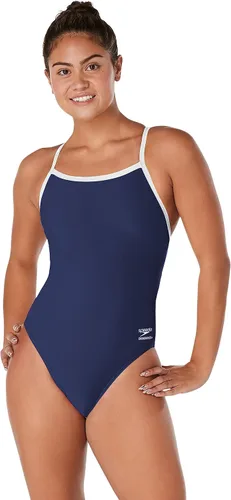Vista 32 de Speedo Traje de baño de una pieza para niñas Endurance+ Flyback - colores de equipo sólidos para jóvenes Negro/Negro