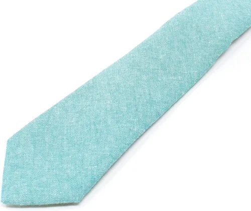 Vista 37 de Corbata delgada de algodón cambray para hombre, estilo desgastado texturizado - 2 1/2 pulgadas de ancho